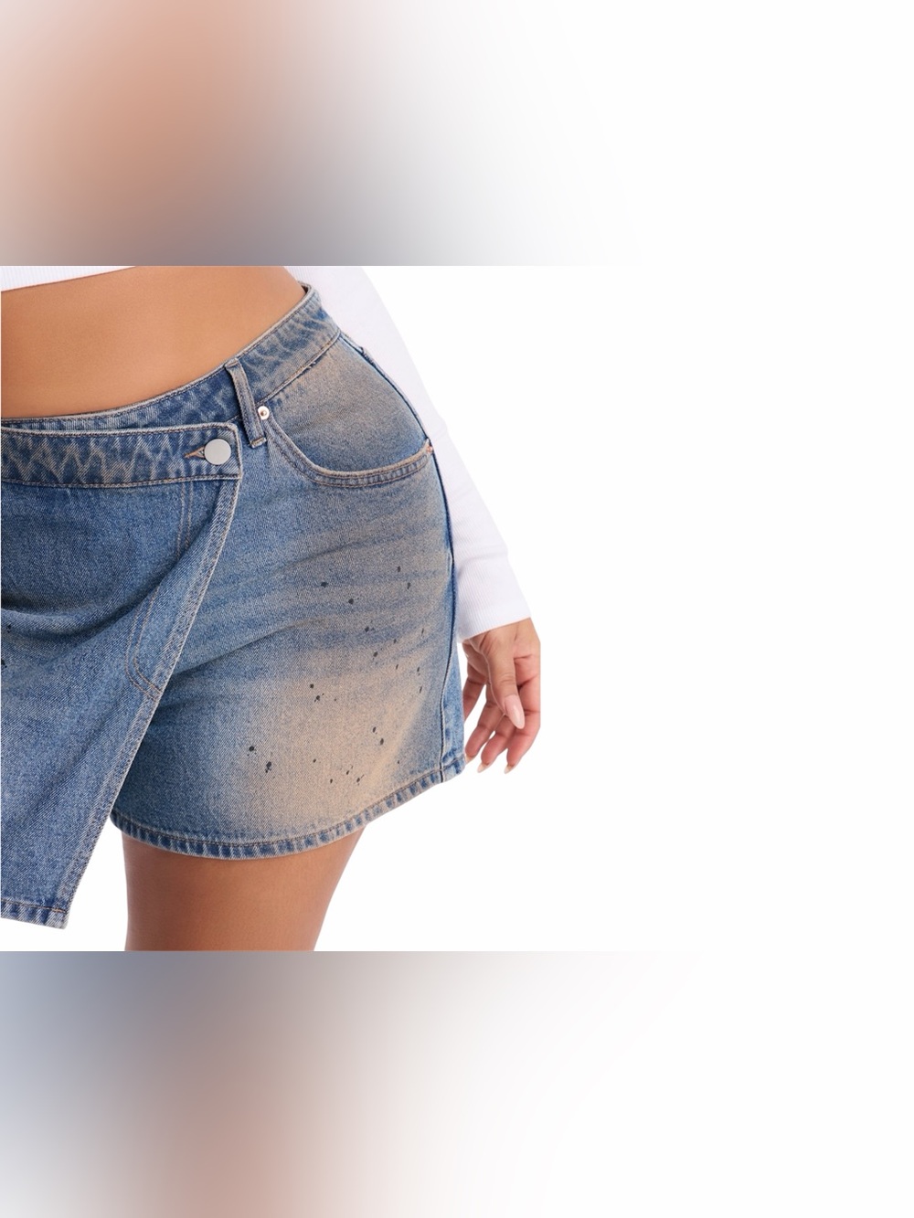 Y2K Vintage Wash Denim Wrap Skort – XL - Picture 7 of 8